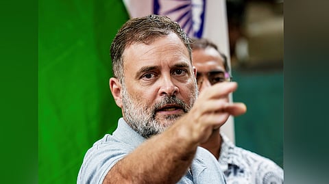 LoP in the Lok Sabha and Congress MP Rahul Gandhi addresses a press conference amid the ongoing protest over the NEET paper leak issue in New Delhi, Saturday, July 25, 2026.