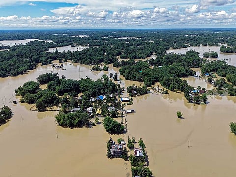 Flood-hit population fell from 7.05 lakh across nine districts on Friday to 6.55 lakh across six districts on Saturday.