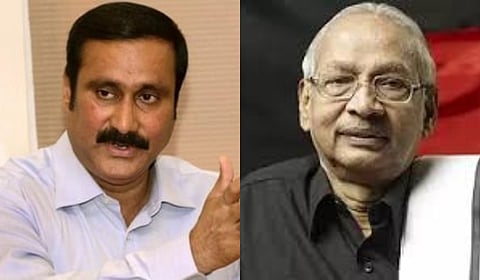  PMK president Dr Anbumani Ramadoss and Dravidar Kazhagam (DK) president K Veeramani