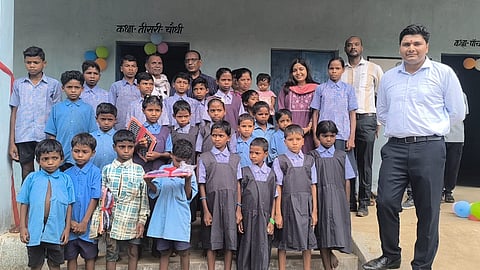 Bijapur collector Vishwadeep (extreme right) during reopening of a school in Bijapur