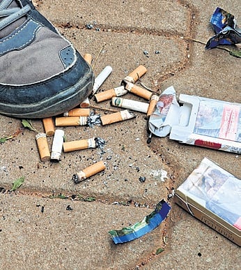 Cigarette butts retain toxic chemicals from tobacco, which can leach into the environment