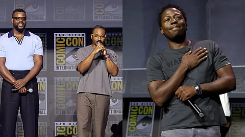 (L) Ryan Coogler and (R) David Jonsson announcing at Hall H announcing Black Panther 3