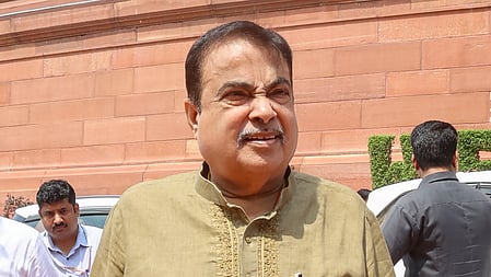 Union Minister for Road Transport and Highways Nitin Gadkari at the Parliament premises in New Delhi.