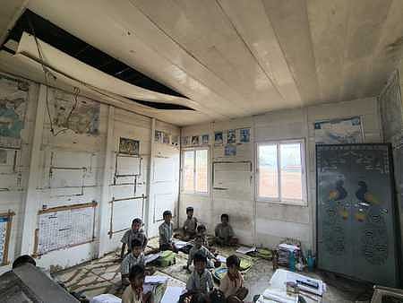 Damaged PUPS class room at Alakattu village in Pennagaram block of Dharmapuri district.