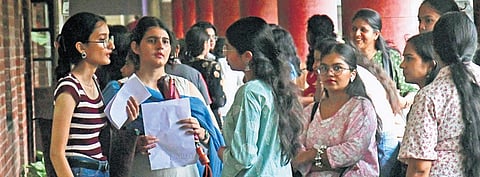 Students on the first day of the new session of Delhi University 