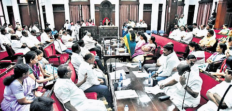 GCC Mayor R Priya chairing the monthly council meeting held at Rippon building on Wednesday 