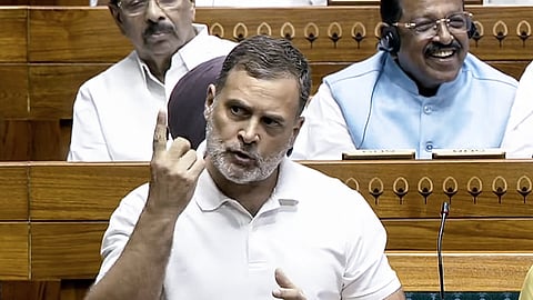 Lok Sabha LoP Rahul Gandhi speaks at the Lok Sabha debate during the Monsoon Session of Parliament in New Delhi on Wednesday, July 29, 2026.