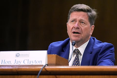 Jay Clayton testifies during a Senate Intelligence Committee confirmation hearing to be the next Director of National Intelligence on Capitol Hill, Wednesday, July 15, 2026, in Washington.