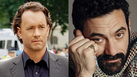 Tom Hanks as Robert Langdon (L) and Morgan Spector (R)