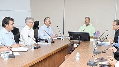 Deputy CM KV Singh Deo chairing a meeting with senior executives of Adani Group