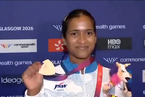 Weightlifter Gyaneshwari won the silver medal in the women’s 53kg category at the Commonwealth Games 2026. 