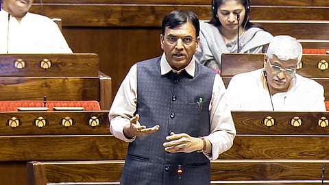 Union Labour and Employment, Youth Affairs and Sports Minister Mansukh Mandaviya speaks in the Rajya Sabha during the Monsoon session of Parliament, in New Delhi, Thursday, July 30, 2026. 