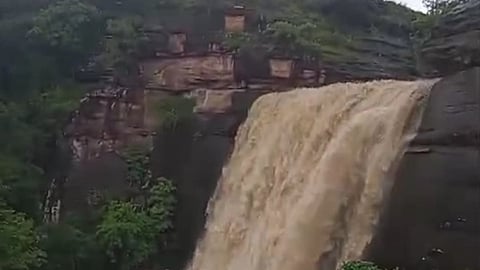 A view of Gundala waterfalls in Komaram Bheem Asifabad district on Wednesday