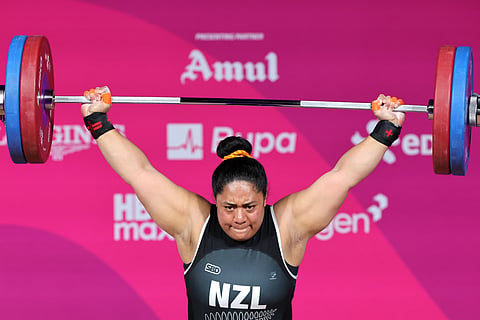New Zealand weightlifter Tui-Alofa Patolo in action on Thursday 