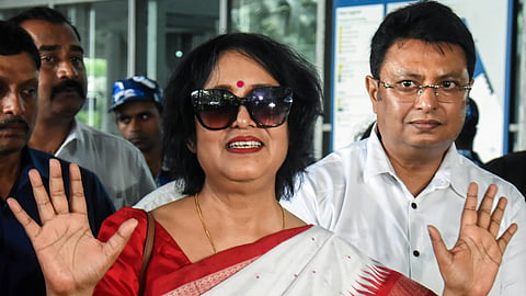 Bangladeshi Writer Taslima Nasreen speaks to the media as she arrives at Netaji Subhas Chandra Bose International Airport, in Kolkata on Friday. 