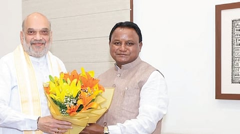 CM Mohan Charan Majhi with Union Home minister Amit Shah at New Delhi