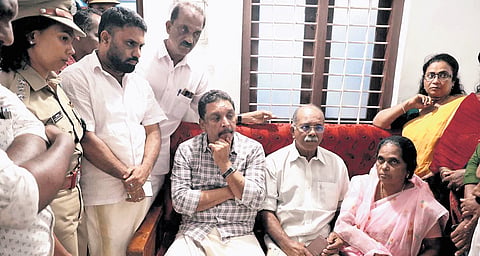 Forest Minister Shibu Baby John visiting Basheer’s home on Friday
