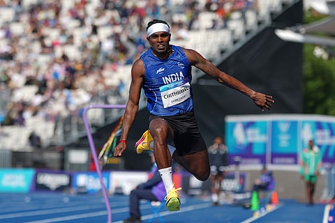 Praveen Chithravel in action on Saturday