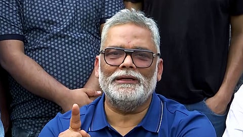Independent MP from Purnea, Pappu Yadav, addresses a press conference at his residence, in New Delhi on Sunday, Aug. 02, 2026.