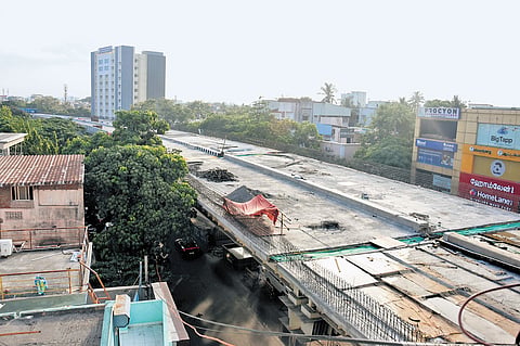 The 3.2-km project, touted as the country’s first elevated corridor to be built directly above an operational metro tunnel, is being built using prefabricated steel components. 