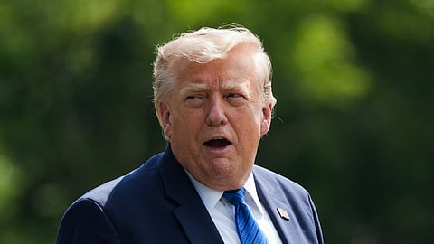 President Donald Trump departs following a cabinet meeting at Camp David, near Thurmont, Md., Friday, July 31, 2026.