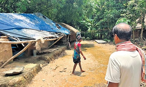 Houses damaged in floods at Mundasahi village in Raghunathpur block 