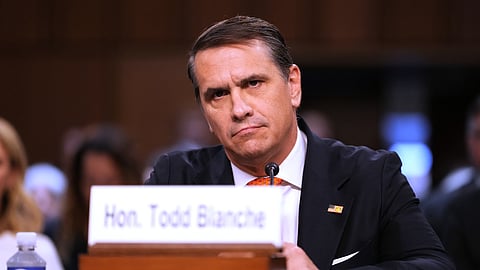  Acting Attorney General Todd Blanche appears before the Senate Judiciary Committee on Capitol Hill in Washington, July 15, 2026.