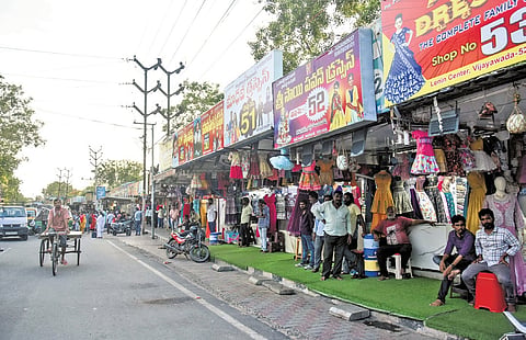 Shops at Lenin Centre in Vijayawada on Monday  