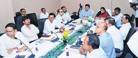 Deputy CM Pravati Parida and Works min Prithiviraj Harichandan in the meeting.