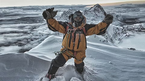 Nirmal Purja (Nimsdai) at Everest summit in 2017.