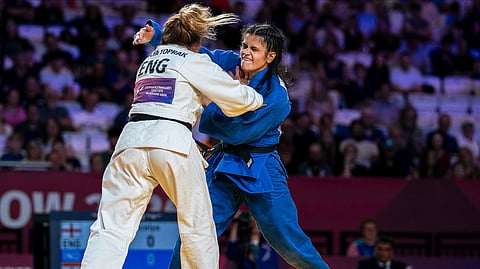 India judoka Yamini Mourya (R) in action