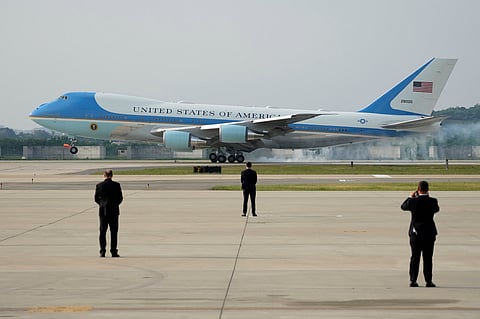 FILE - Air Force One with arrives at Osan Air Base in Pyeongtaek, South Korea.