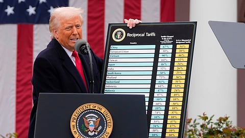 President Donald Trump speaks during an event to announce new tariffs in the Rose Garden at the White House on April 2, 2025, in Washington. 