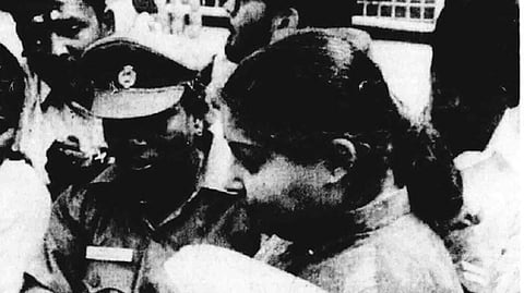 Jayalalithaa after her arrest in December 1996  