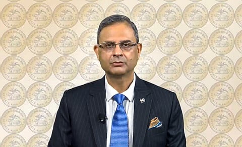 Reserve Bank of India (RBI) Governor Sanjay Malhotra addresses a press conference on Monetary Policy Statement and Post-Monetary Policy, in Mumbai, Maharashtra.
