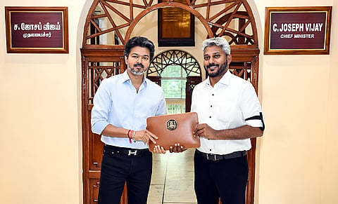 Finance Minister Marie Wilson with CM C. Joseph Vijay