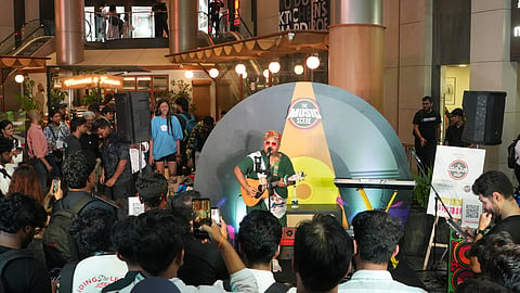 Busking in progress