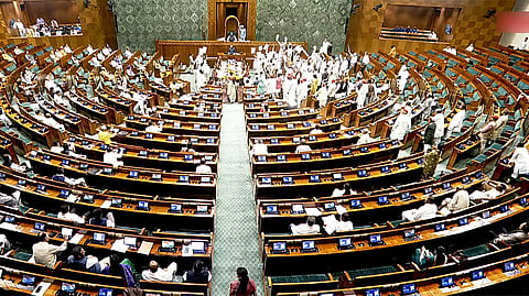 Lok Sabha Speaker Om Birla conducts the proceedings of the House during the Monsoon Session of Parliament in New Delhi on Thursday.