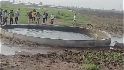 The well, located on a farm near a highway, has attracted villagers, passersby and travellers eager to witness the rare sight. 