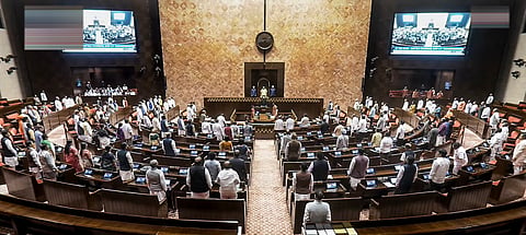 Vice President and Rajya Sabha Chairman CP Radhakrishnan conducts proceedings in the House during the Monsoon session of Parliament, in New Delhi, Friday, Aug. 7, 2026.