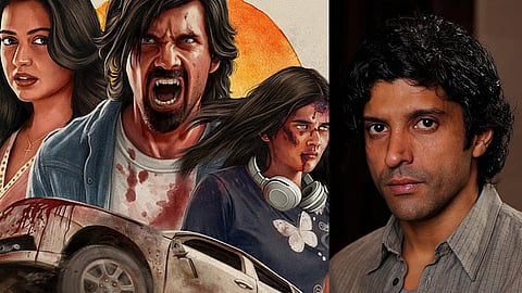 A poster for Half (L) and Farhan Akhtar (R)