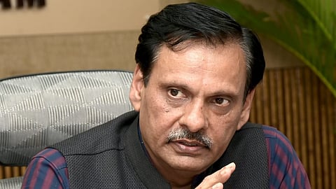 South Coast Railway General Manager Sandeep Mathur addressing a press conference in Visakhapatnam on Thursday.
