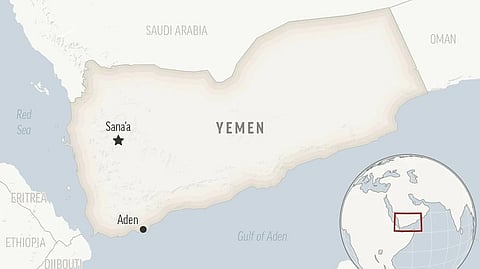 This is a locator map for Yemen with its capital, Sanaa.