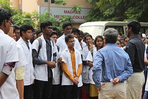 UG and PG students of Madras Medical College protest against selection of Doctors through direct interview.