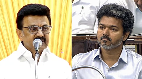(L-R) DMK President MK Stalin and Tamil Nadu Chief Minister C Joseph Vijay.