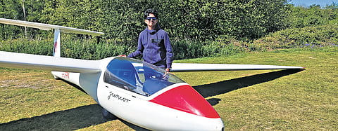 Abhinav Sujith with a glider