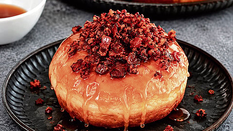 Doughnuts with bacon and caramel glaze
