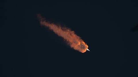 This image provided by NASA shows a SpaceX Falcon Heavy rocket with the space observatory Roman Telescope launching at the Kennedy Space Center in Cape Canaveral, Fla., Sunday, Aug. 30, 2026.