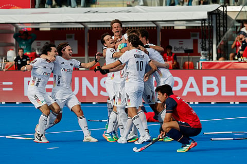 Germany players celebrate after the match on Sunday
