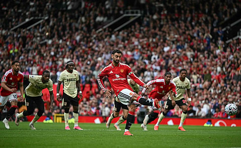 Bruno Fernandes scores against Ipswich on Sunday